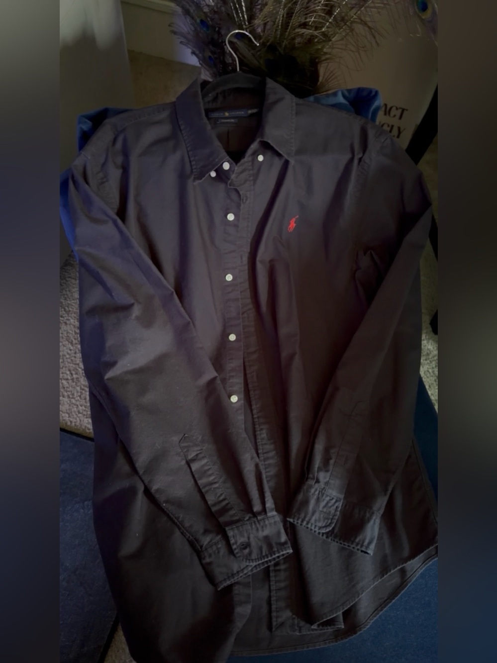 POLO Men’s Black button down /red logo